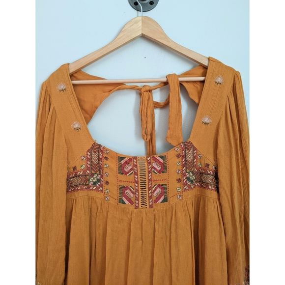 Free People Rhiannon Embroidered Mustard Mini - Picture 8 of 10